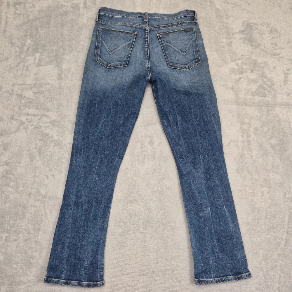 Hudson 28 Harper High Rise Crop Bootcut Jeans Medium Wash Distressed Denim